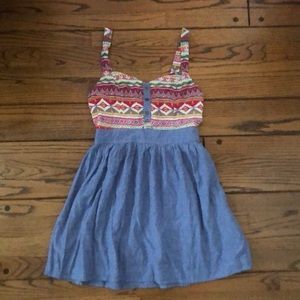 American Rag Aztec Print and Denim Sundress